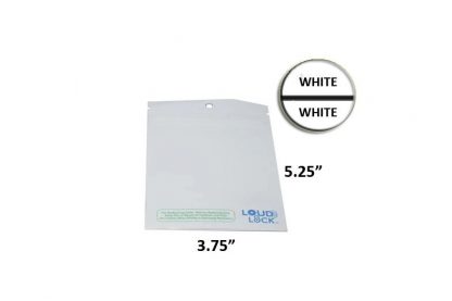 Loud Lock Mylar Bag White/White Opaque 1/8 Oz - 3.5 Grams (100, 500 or 1,000 Count)