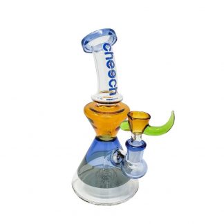 Cheech - 8" Hour Glass Water Water Pipe - Bent Kneck Blue or Yellow (1 Count)
